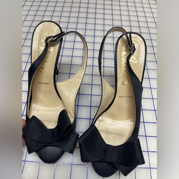 Butter Italy Black Slingback Sandal with Bow 6.5 satin - Picture 1 of 7